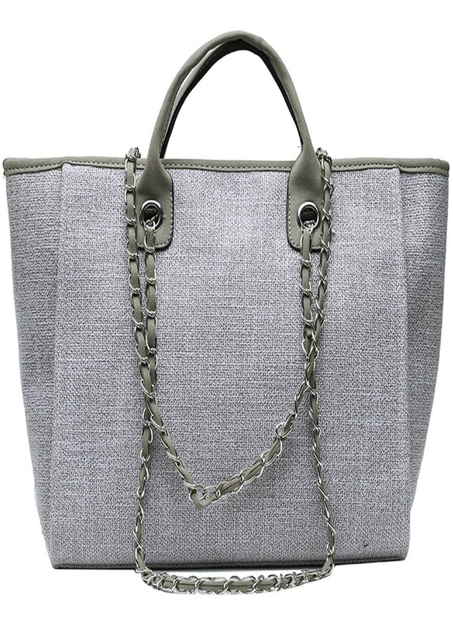 Busnos Tote Bag for Women Large Grey Canvas Travel Handbags Bag Womens Work Tote Bags With Zipper Cute Bags - Image 1